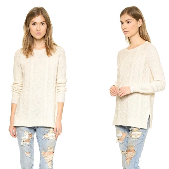 Madewell Sweaters - MADEWELL - Fisherman cable sweater Cream, S